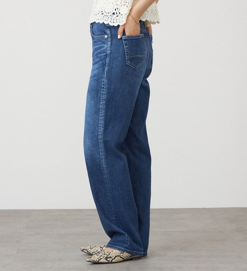 SOMETHING JEANS STG13-36 ELSA NV STRAIGHT MID BLUE USED WASH