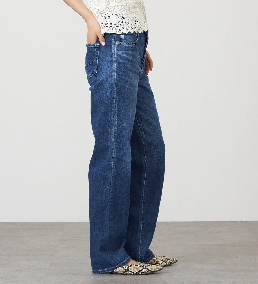 SOMETHING JEANS STG13-36 ELSA NV STRAIGHT MID BLUE USED WASH