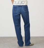 SOMETHING JEANS STG13-36 ELSA NV STRAIGHT MID BLUE USED WASH