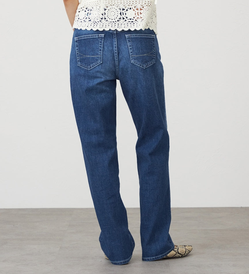 SOMETHING JEANS STG13-36 ELSA NV STRAIGHT MID BLUE USED WASH