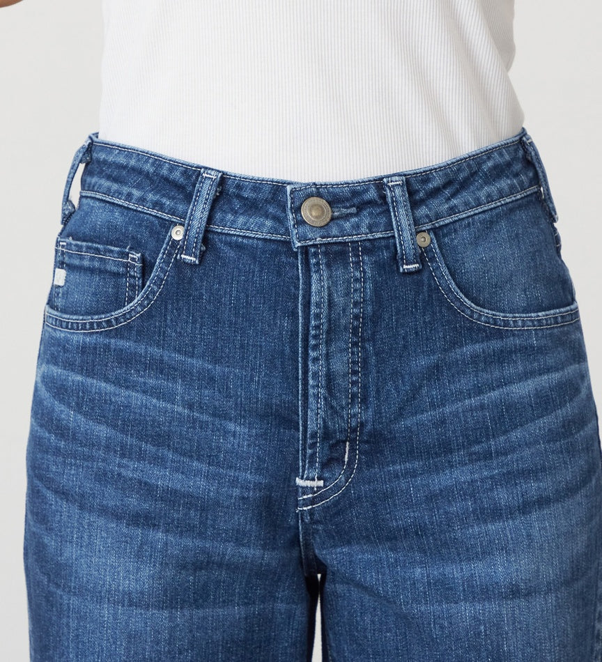 SOMETHING JEANS STG13-36 ELSA NV STRAIGHT MID BLUE USED WASH