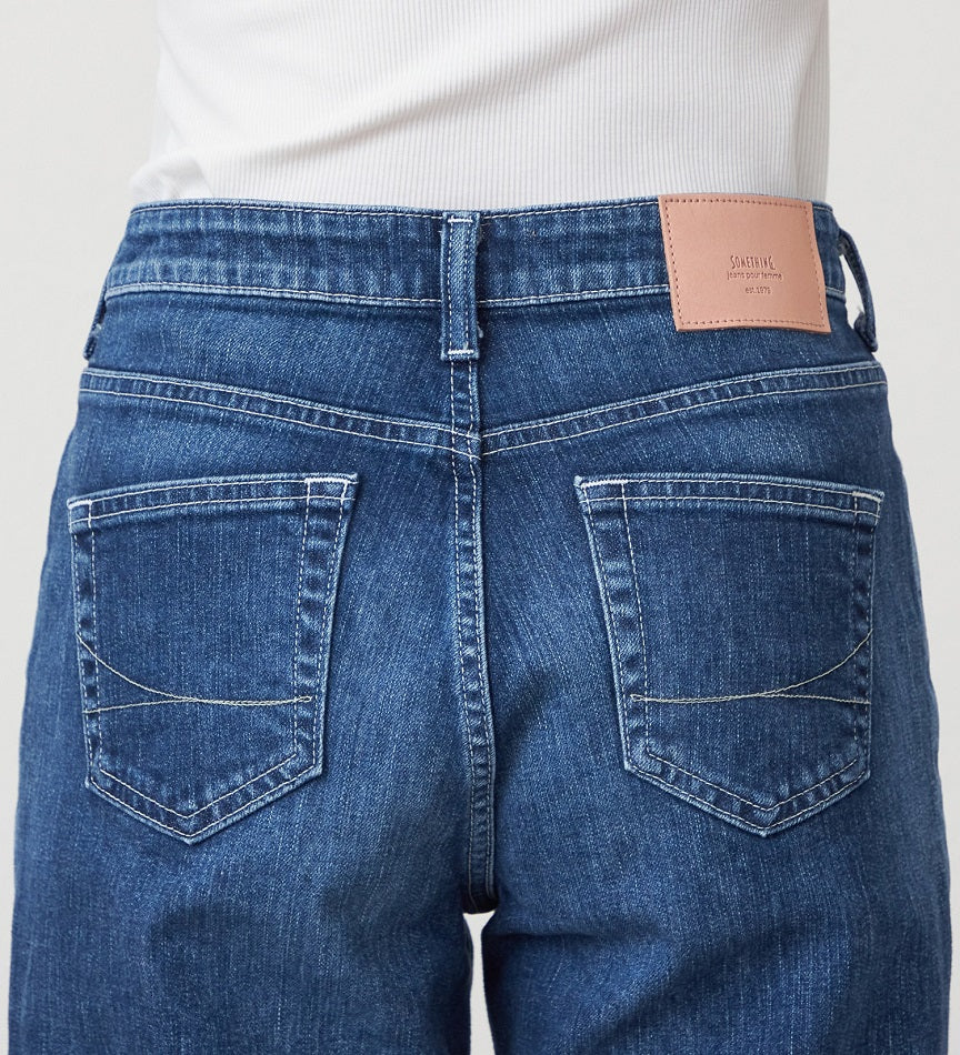 SOMETHING JEANS STG13-36 ELSA NV STRAIGHT MID BLUE USED WASH