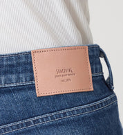 SOMETHING JEANS STG13-36 ELSA NV STRAIGHT MID BLUE USED WASH