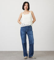 SOMETHING JEANS STG13-36 ELSA NV STRAIGHT MID BLUE USED WASH