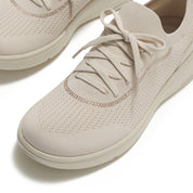 FITFLOP IQUSHION SUPER-Q CRYSTAL-TRIM KNIT SLIP-ON LACED SNEAKERS E4Q-A99 BEIGE
