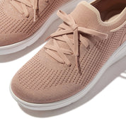 FITFLOP IQUSHION SUPER-Q KNIT SLIP-ON LACED SNEAKERS JH9-C70 BEIGE/ROSEGOLD
