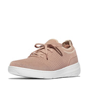 FITFLOP IQUSHION SUPER-Q KNIT SLIP-ON LACED SNEAKERS JH9-C70 BEIGE/ROSEGOLD