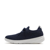 FITFLOP IQUSHION SUPER-Q KNIT SLIP-ON LACED SNEAKERS JH9-B84 METALLIC NAVY