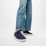 FITFLOP IQUSHION SUPER-Q KNIT SLIP-ON LACED SNEAKERS JH9-B84 METALLIC NAVY