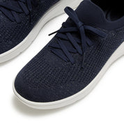 FITFLOP IQUSHION SUPER-Q KNIT SLIP-ON LACED SNEAKERS JH9-B84 METALLIC NAVY