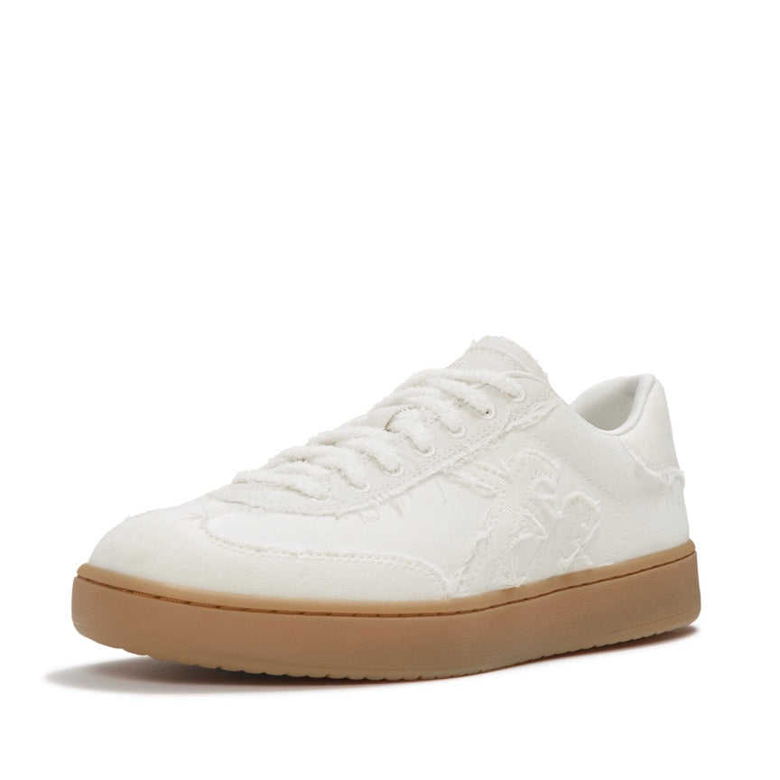 FITFLOP THE DASH FF FRAYED DENIM T-TOE TRAINERS A9D-E45 WHITE WASH