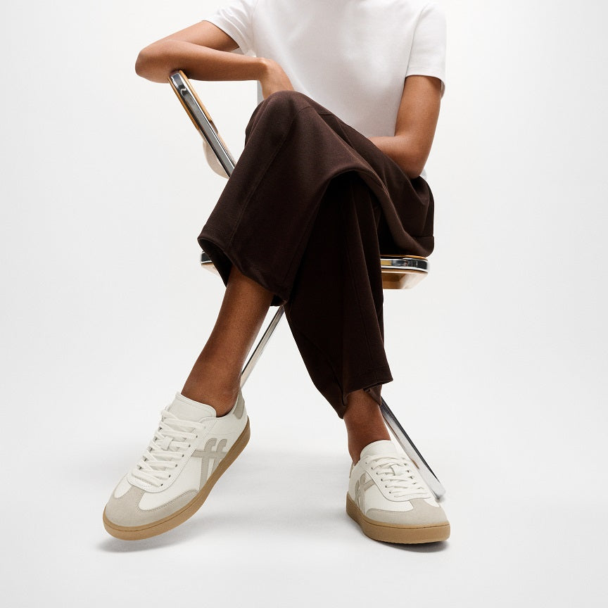 FITFLOP THE DASH T-TOE LEATHER/SUEDE SNEAKERS A6H-646 URBAN WHITE MIX